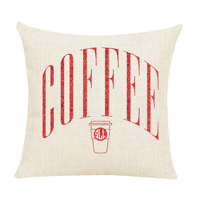 Monogrammed 'Coffee' Throw Pillow