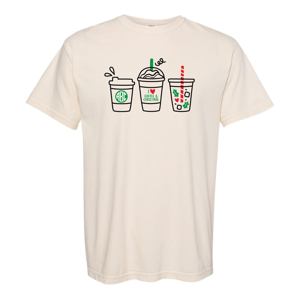 Monogrammed 'I Love Coffee & Christmas' T-Shirt