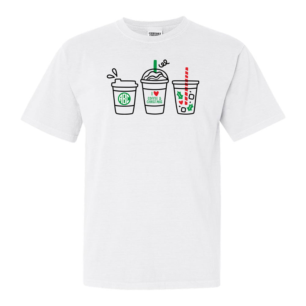Monogrammed 'I Love Coffee & Christmas' T-Shirt