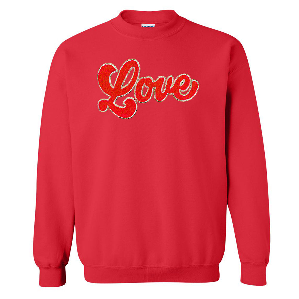 Script Red Love Letter Patch Crewneck Sweatshirt
