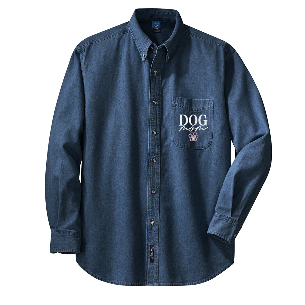 Monogrammed Dog Mom Oversized Denim Shirt
