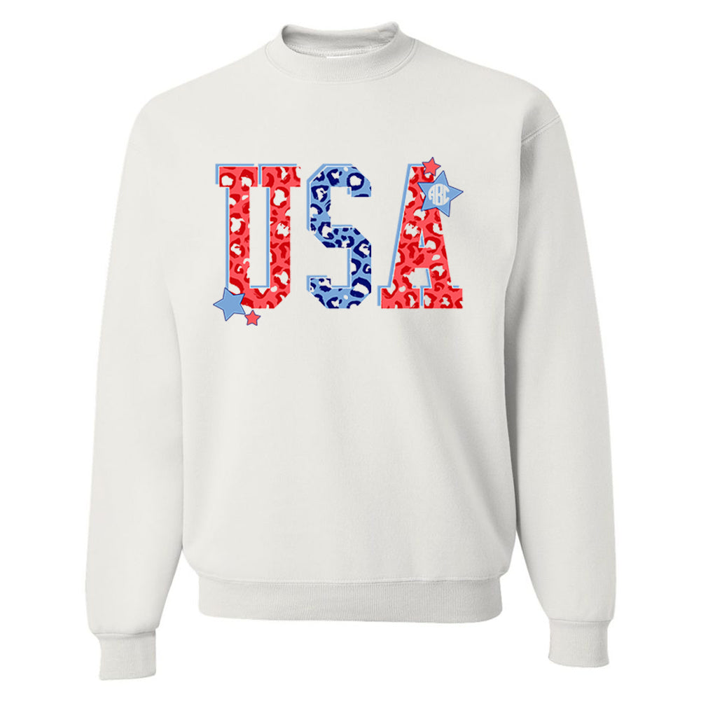 Monogrammed 'Leopard USA' Crewneck Sweatshirt