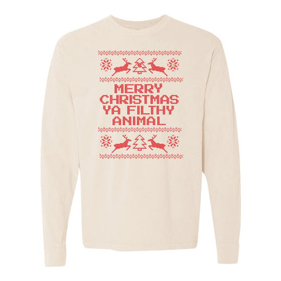 Monogrammed 'Merry Christmas Ya Filthy Animal' Long Sleeve T-Shirt