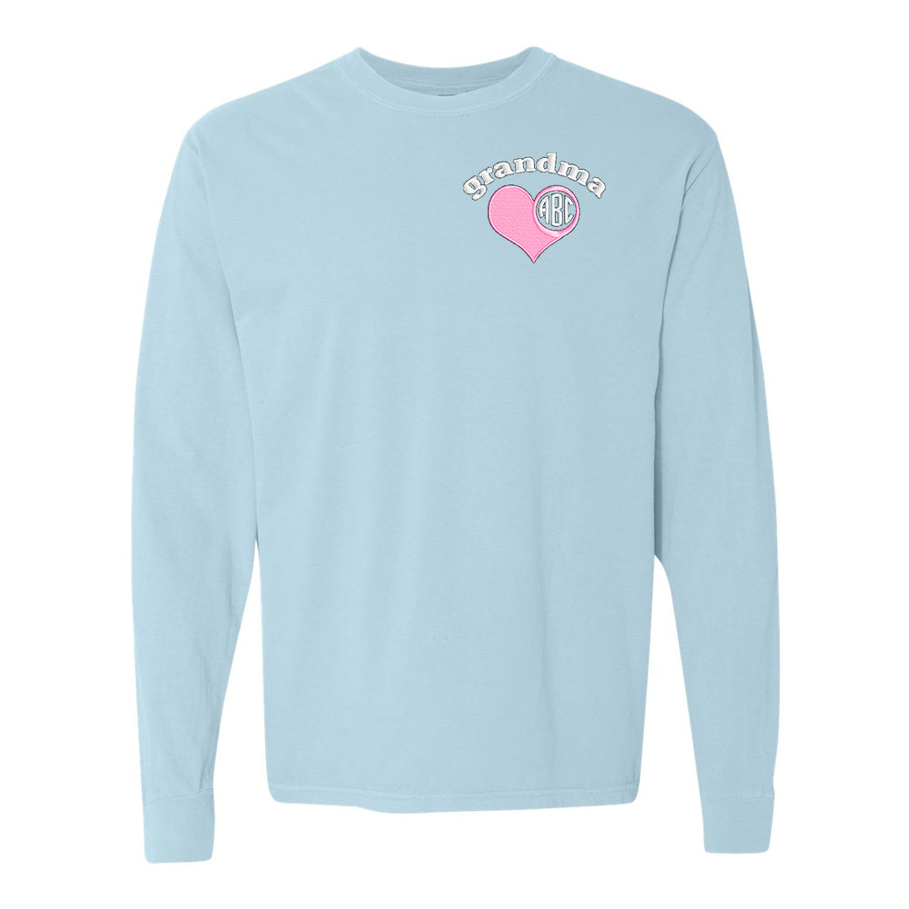 Monogrammed Grandma Comfort Colors Long Sleeve T-Shirt