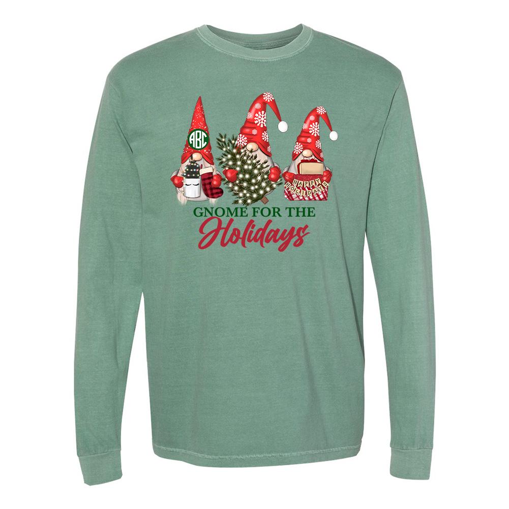 Monogrammed 'Gnome for the Holidays' Long Sleeve T-Shirt