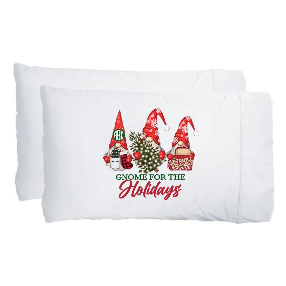 Monogrammed 'Gnome for the Holidays' Pillowcase Set