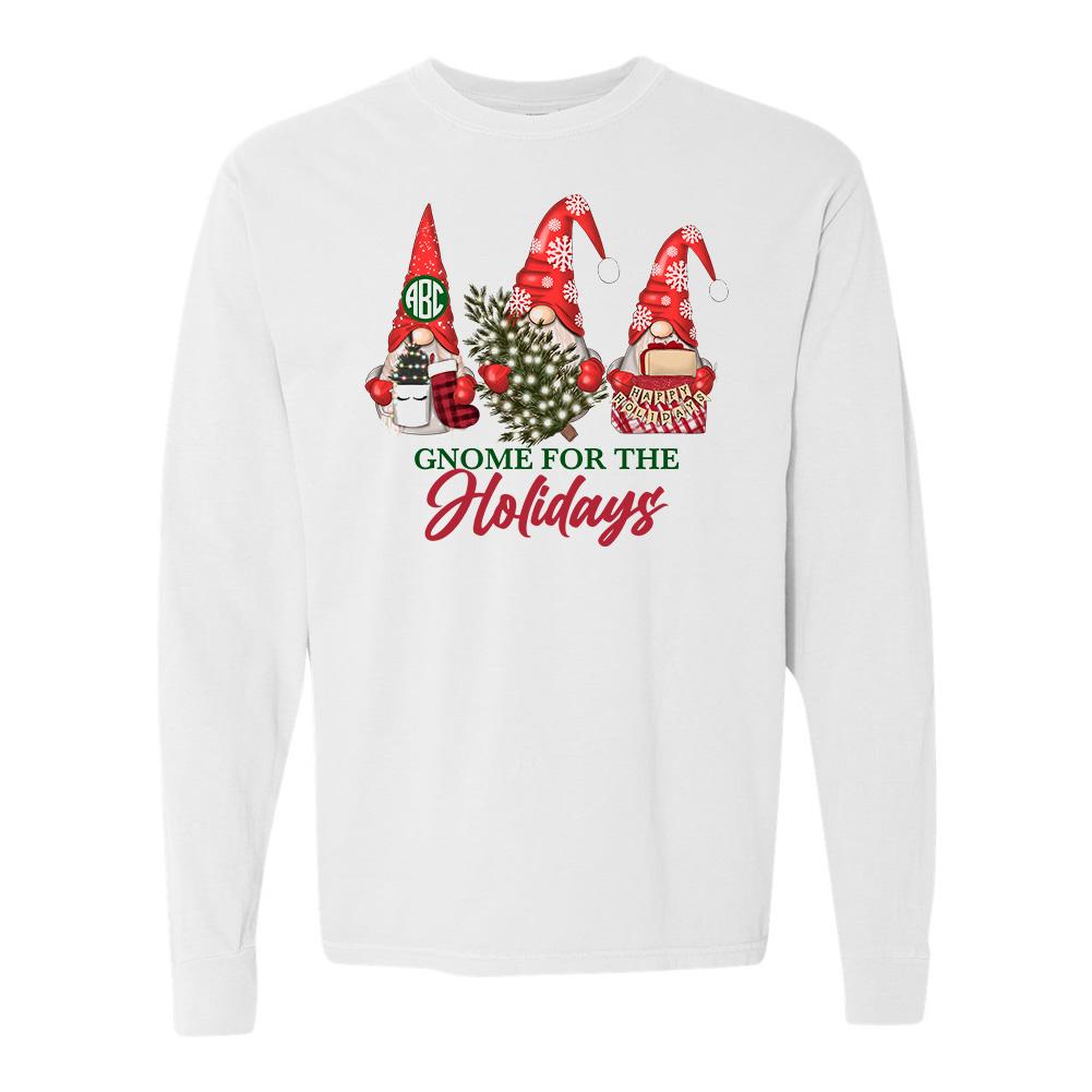 Monogrammed 'Gnome for the Holidays' Long Sleeve T-Shirt