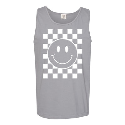 'Smiley Check' Puff Design Tank Top