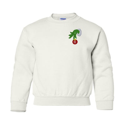 Kids Monogrammed 'Grinch Hand' Crewneck Sweatshirt