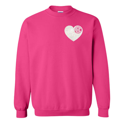 Monogrammed Glitter 'Heart' Crewneck Sweatshirt