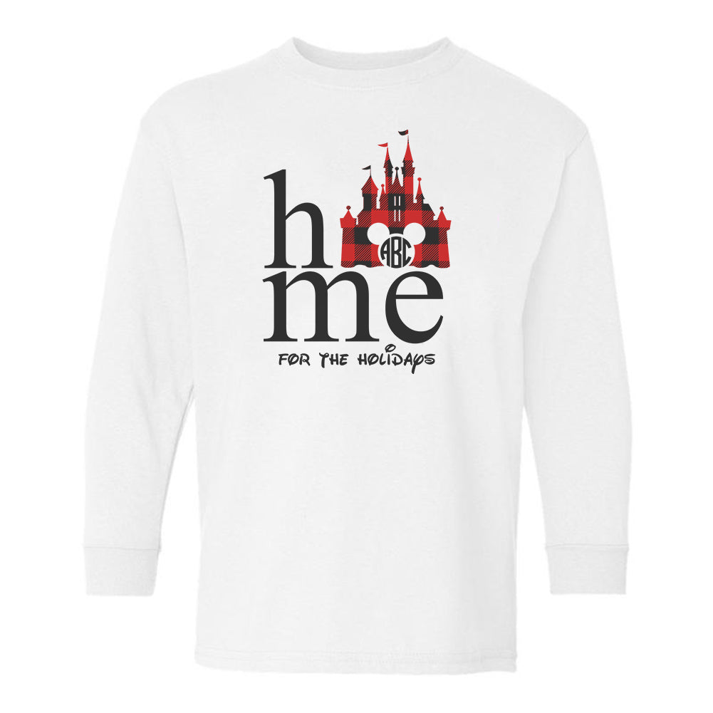 Kids Monogrammed 'Disney Home for the Holidays' Long Sleeve T-Shirt