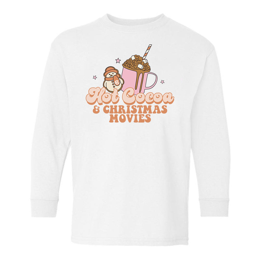 Kids Monogrammed 'Hot Cocoa & Christmas Movies' Long Sleeve T-Shirt