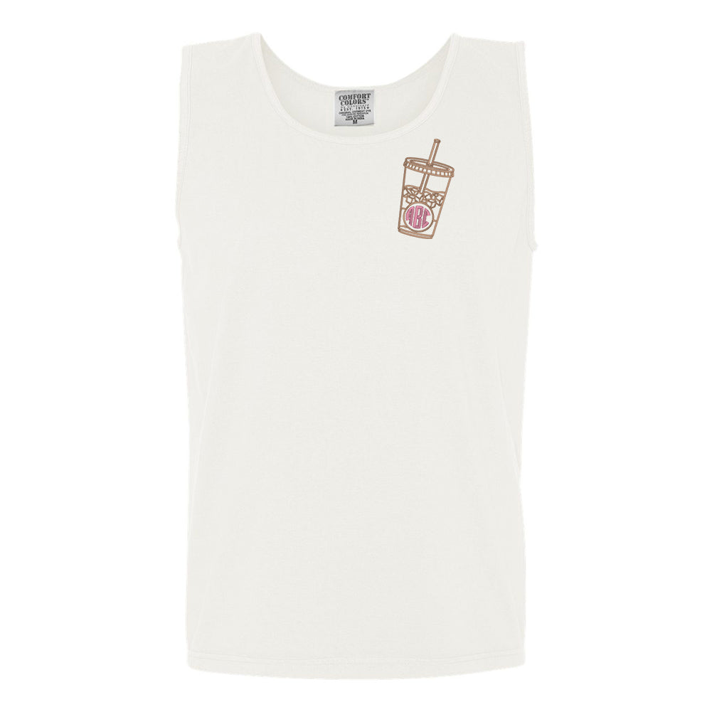 Monogrammed Iced Coffee Comfort Colors Tank