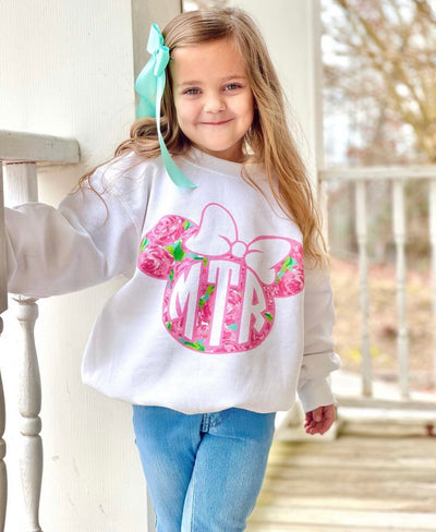 Kids Monogrammed 'Lilly Minnie Mouse' Crewneck Sweatshirt