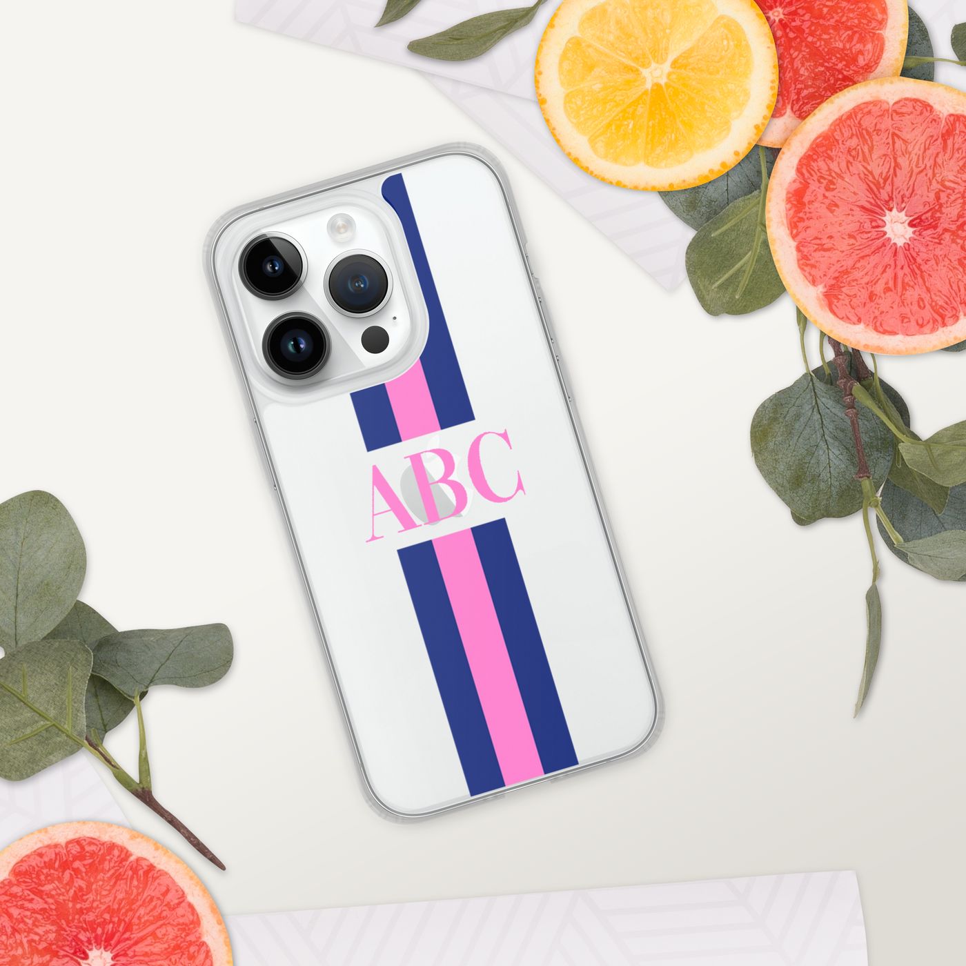 Monogrammed Striped iPhone Case