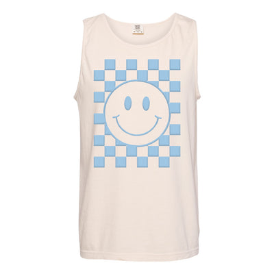'Smiley Check' Puff Design Tank Top