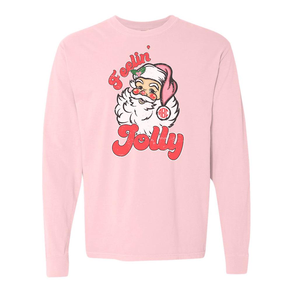 Monogrammed 'Feelin' Jolly' Santa Long Sleeve T-Shirt