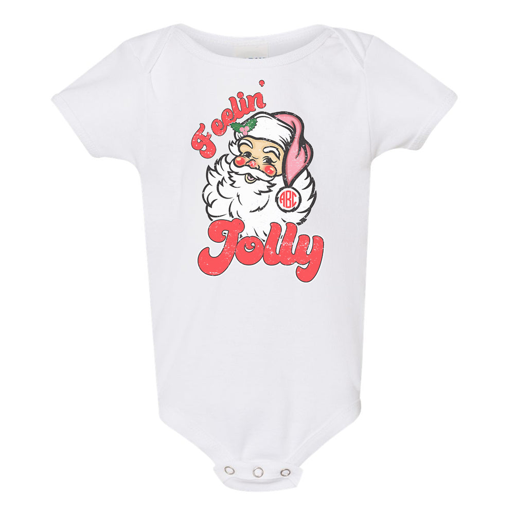 Monogrammed Infant 'Feelin' Jolly' Santa Onesie