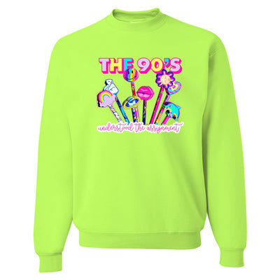 Monogrammed Lisa Frank '90's Understood the Assignment' Neon Crewneck Sweatshirt