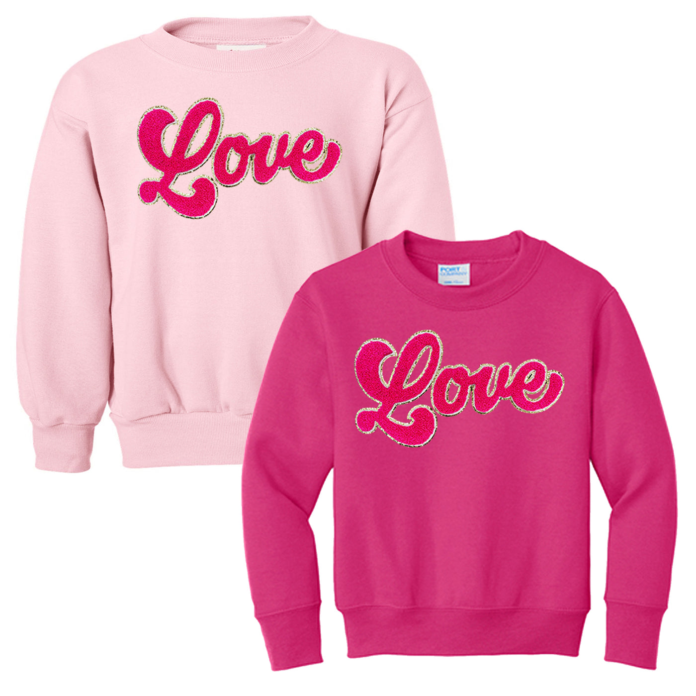 Kids Script Hot Pink Love Letter Patch Sweatshirt