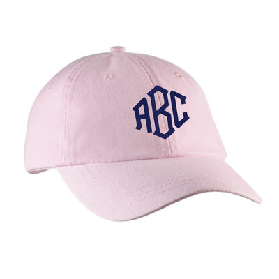 Pink Hat with Embroidered Monogram