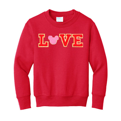 Kids Mickey Love Letter Patch Crewneck Sweatshirt