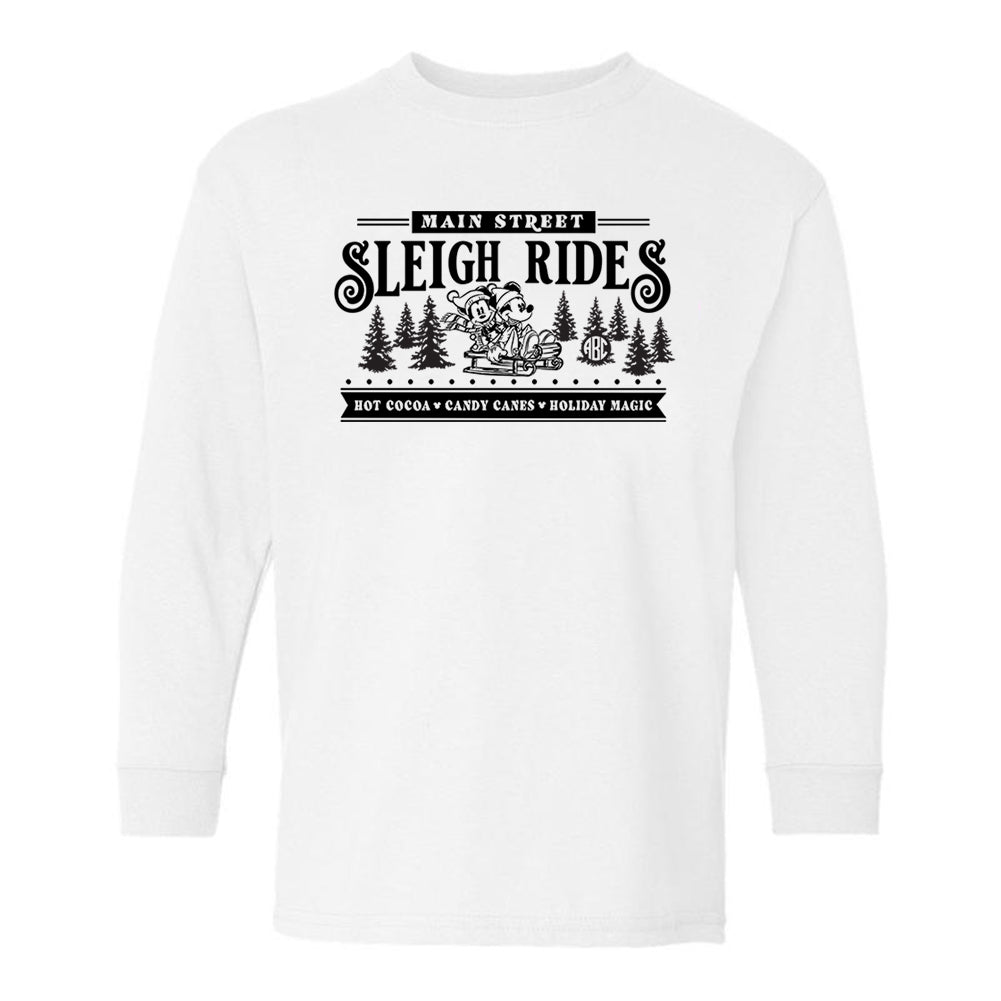 Kids Monogrammed 'Main Street Mickey Sleigh Rides' Long Sleeve T-Shirt