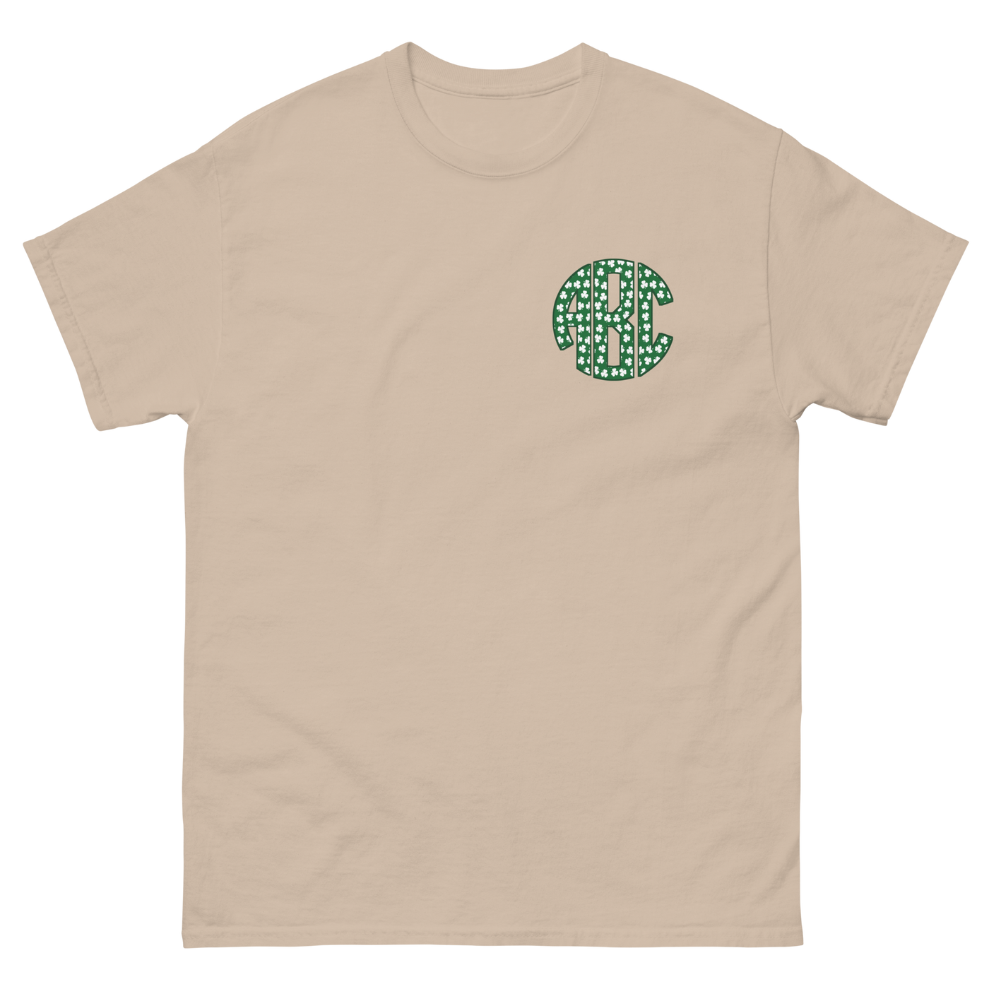 Monogrammed 'Shamrock Pattern' Big Print Basic T-Shirt