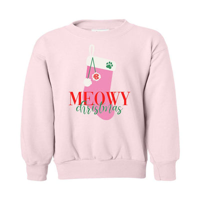 Kids Monogrammed 'Meowy Christmas' Crewneck Sweatshirt