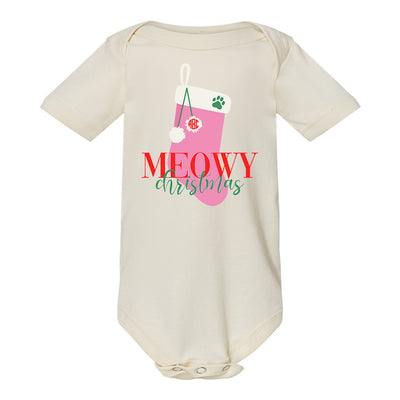 Monogrammed Infant 'Meowy Christmas' Onesie