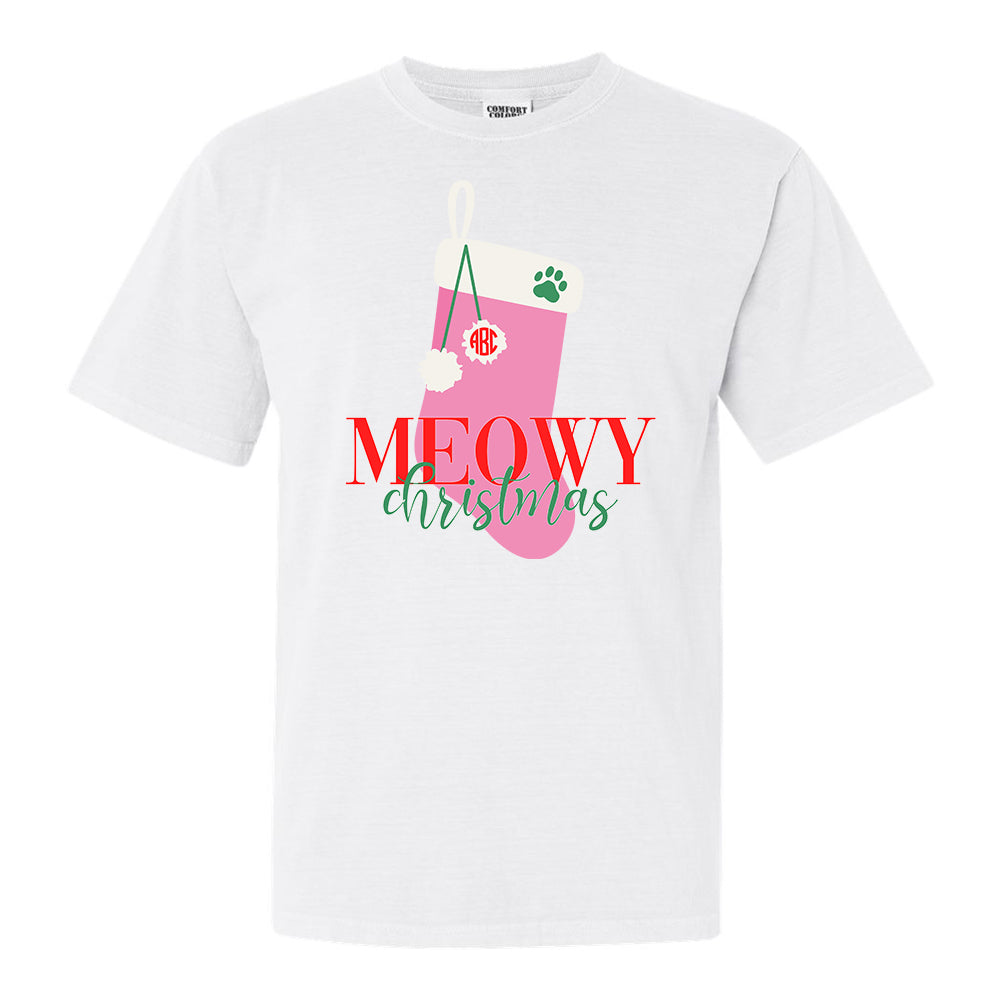 Monogrammed 'Meowy Christmas' T-Shirt
