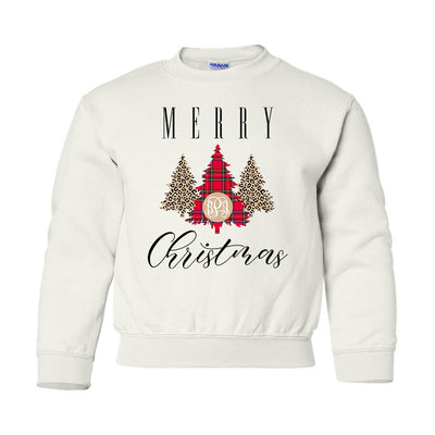 Kids Monogrammed 'Merry Christmas' Pattern Crewneck Sweatshirt