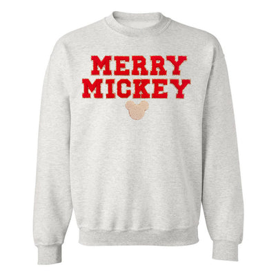 Merry Mickey Letter Patch Crewneck Sweatshirt