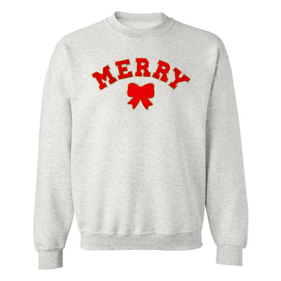 Red Merry Letter Patch Crewneck Sweatshirt