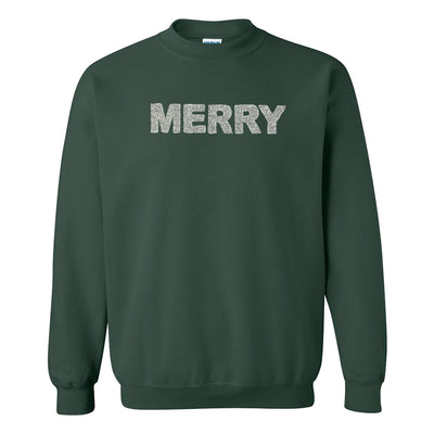 Silver Merry Letter Patch Crewneck Sweatshirt