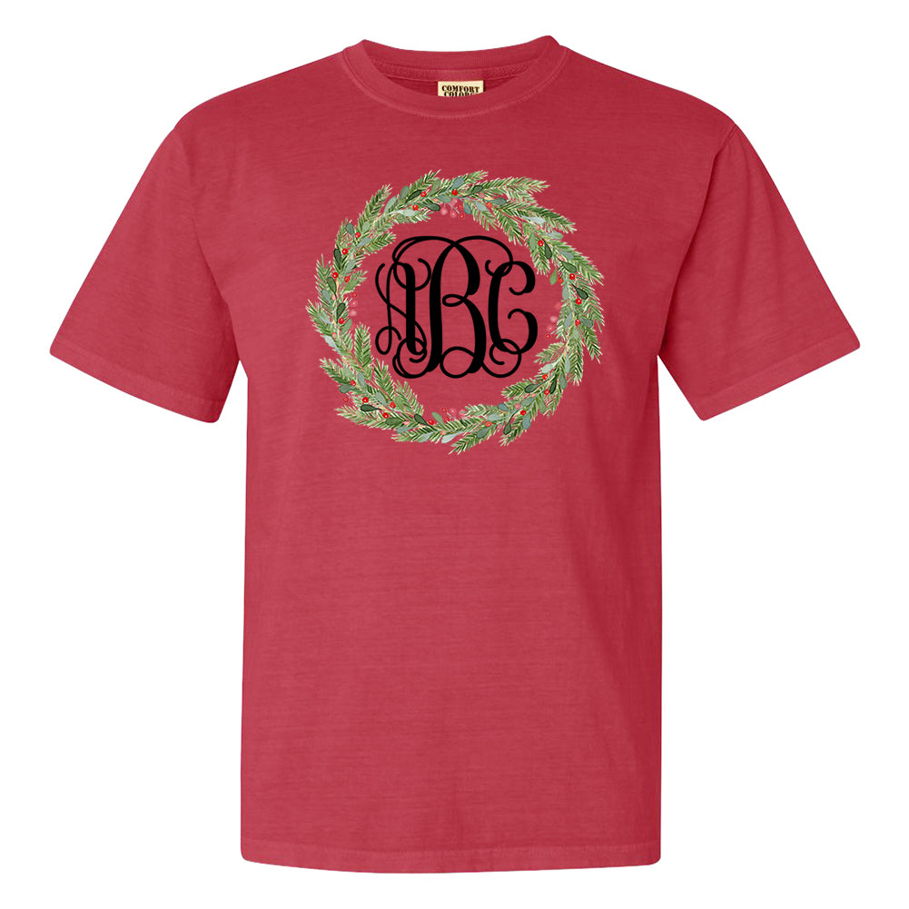 Monogrammed 'Mistletoe Wreath' T-Shirt