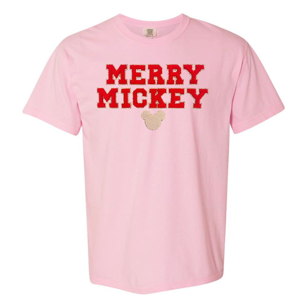 Merry Mickey Letter Patch Comfort Colors T-Shirt