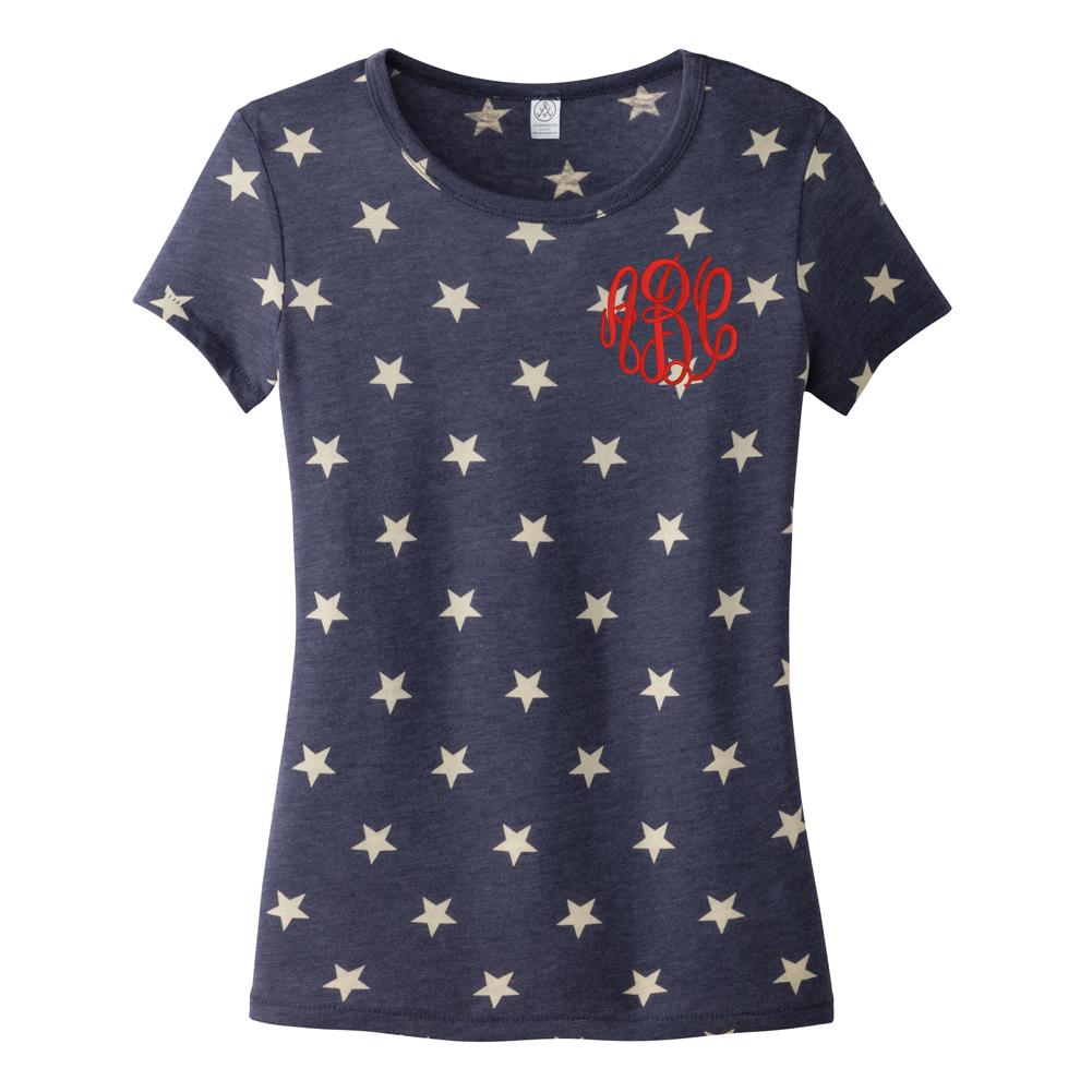 Monogrammed Americana Vintage Stars T-Shirt - United Monograms