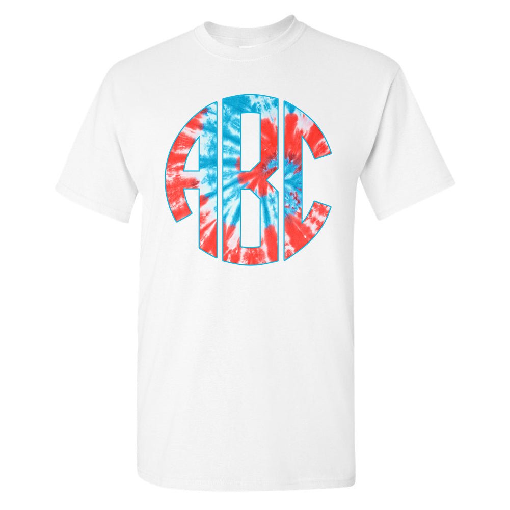 Monogrammed 'Patriotic Tie Dye' Big Print Basic T-Shirt - United Monograms