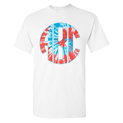 Monogrammed 'Patriotic Tie Dye' Big Print Basic T-Shirt - United Monograms