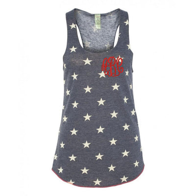 Monogrammed Vintage Americana Stars Racerback Tank - United Monograms