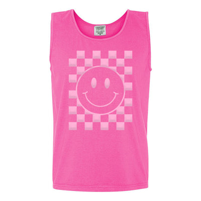 'Smiley Check' Puff Design Tank Top