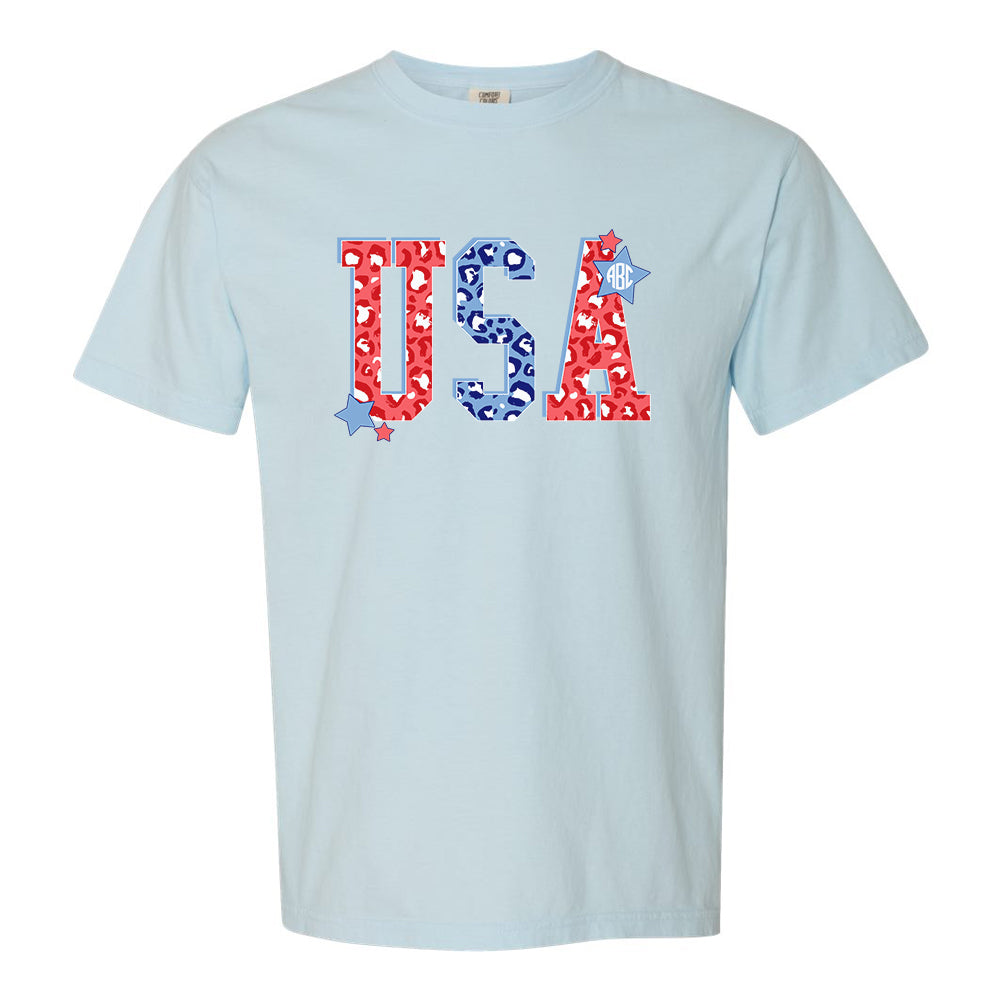 Monogrammed 'Leopard USA' T-Shirt