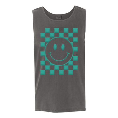 'Smiley Check' Puff Design Tank Top