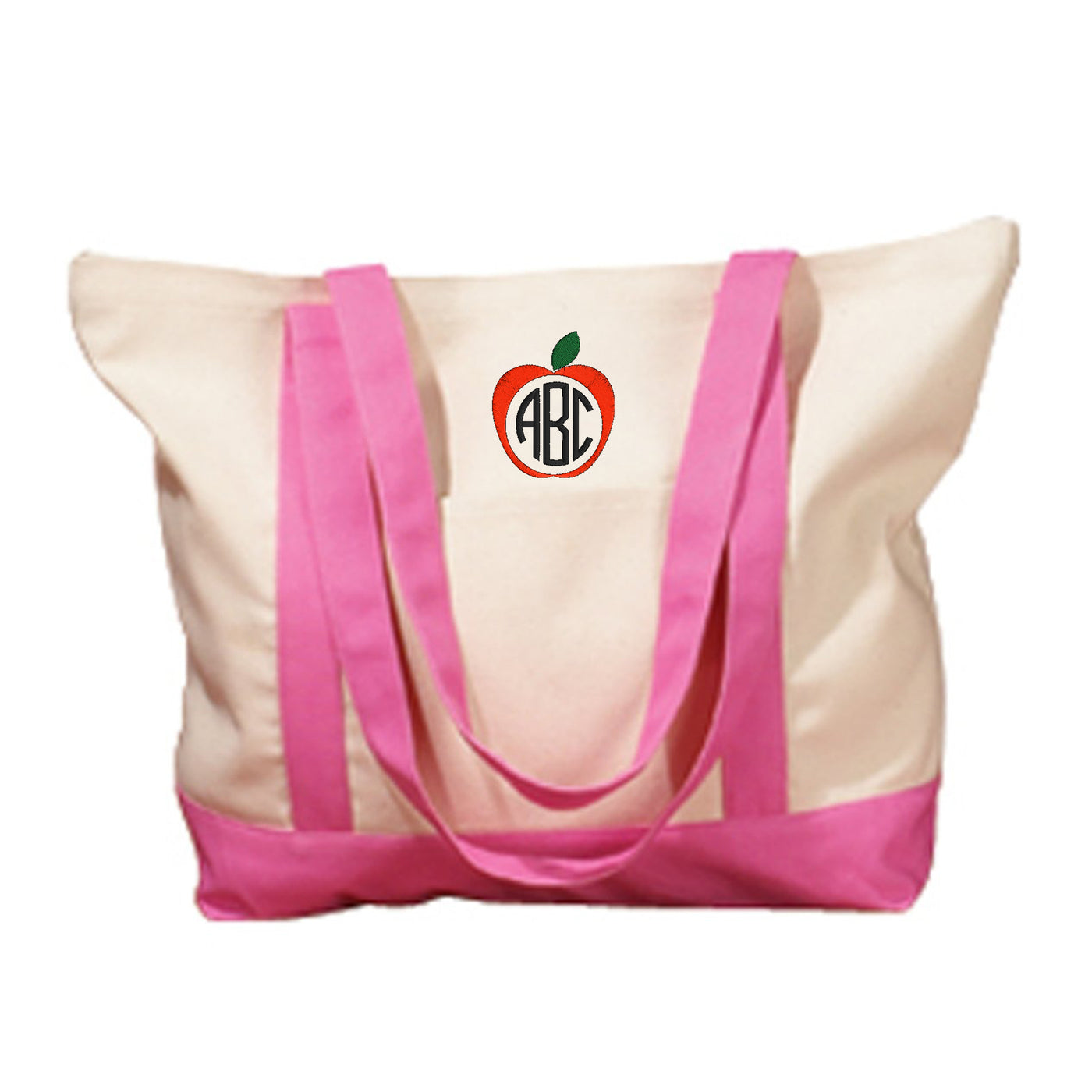 Monogrammed Apple Canvas Boat Tote
