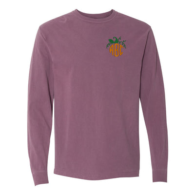 Monogrammed Pumpkin Comfort Colors Long Sleeve T-Shirt