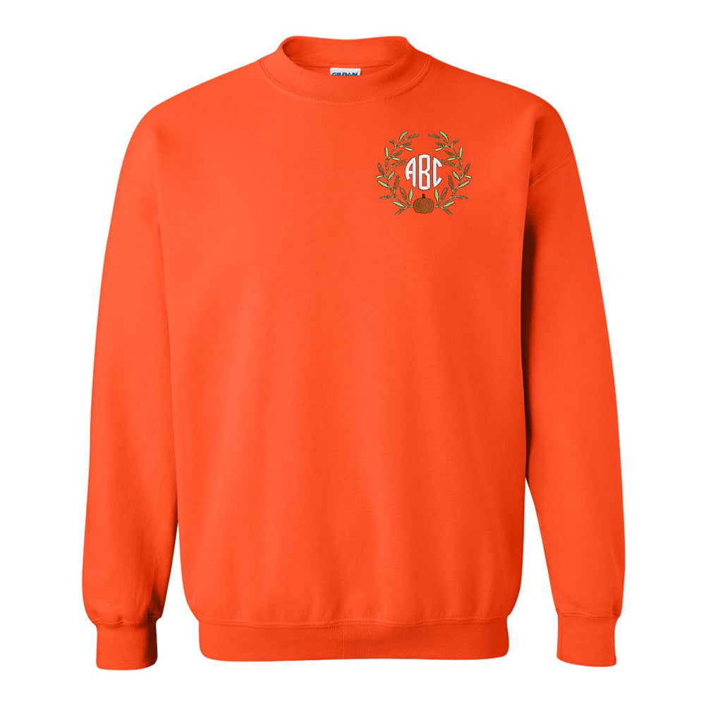 Monogrammed Pumpkin Leaves Crewneck Sweatshirt