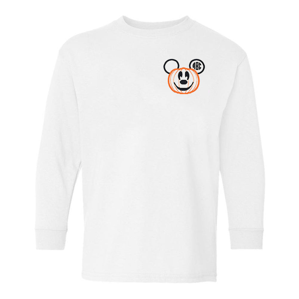 Kids Monogrammed Mickey Pumpkin Long Sleeve T-Shirt