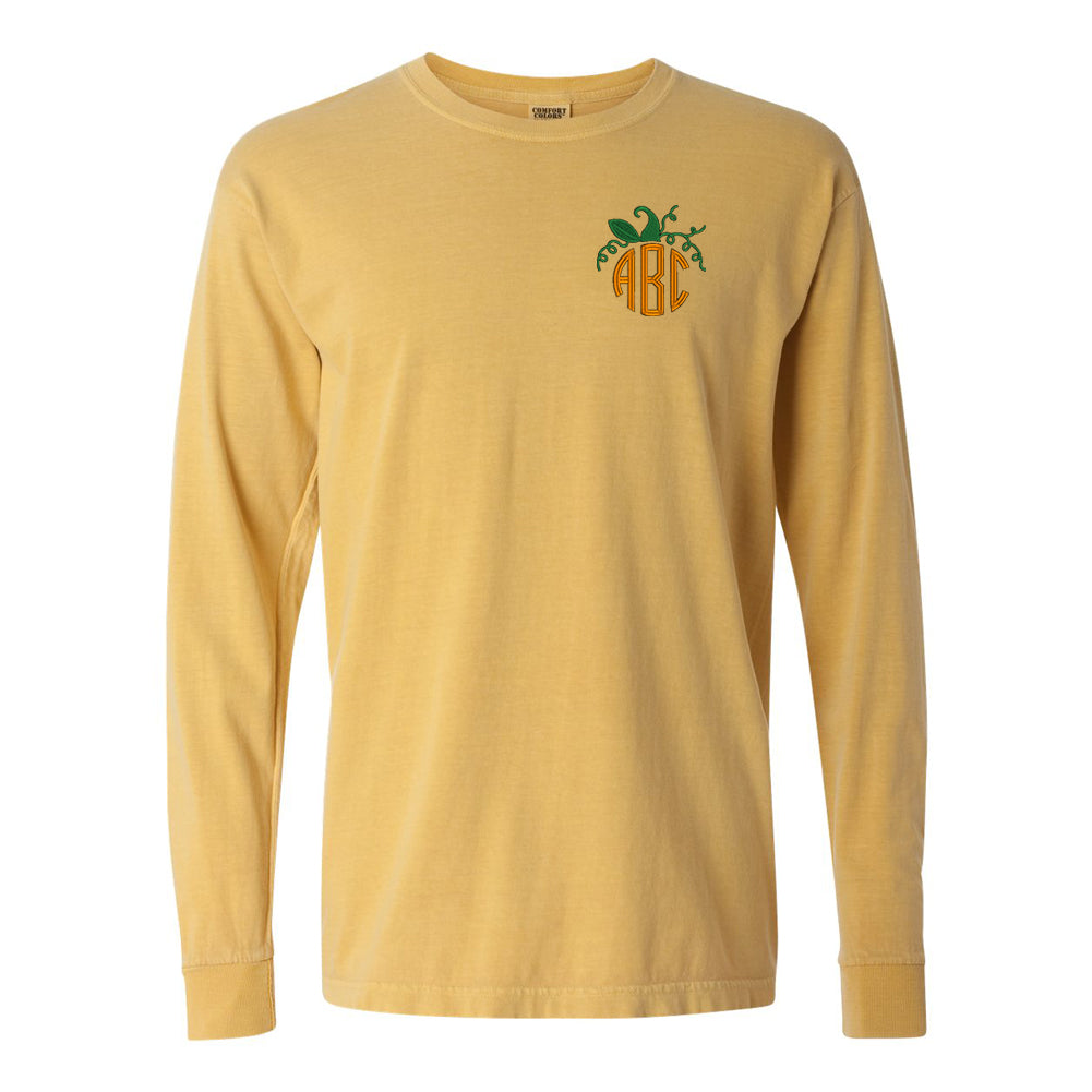 Monogrammed Pumpkin Comfort Colors Long Sleeve T-Shirt