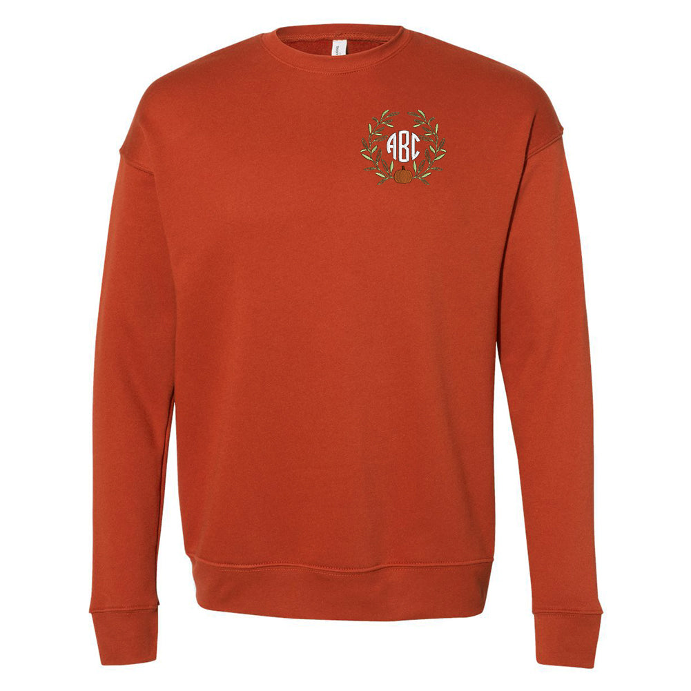 Monogrammed Pumpkin Leaves Premium Crewneck Sweatshirt